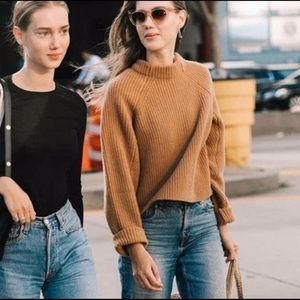 H&M Mock Neck Ribbed Turtleneck in Mauve